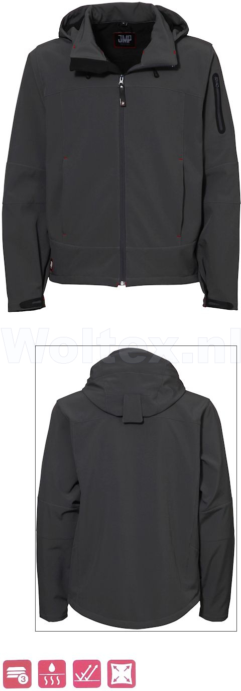 JMP Wear Jassen Andorra Softshell- stretch Waterafstotend- winddicht grijs(GRIJS)